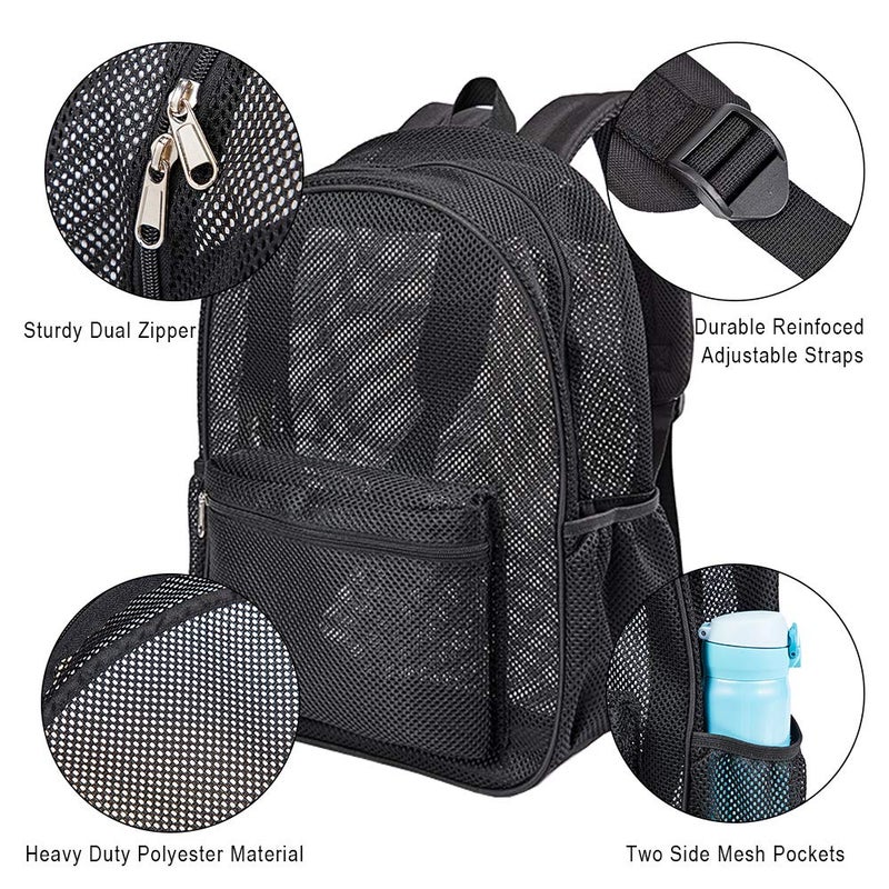 COVAX Heavy Duty Mesh Backpack, See Through College Backpack with Padded Shoulder Straps for Swimming, Outdoor Sports - Image 5